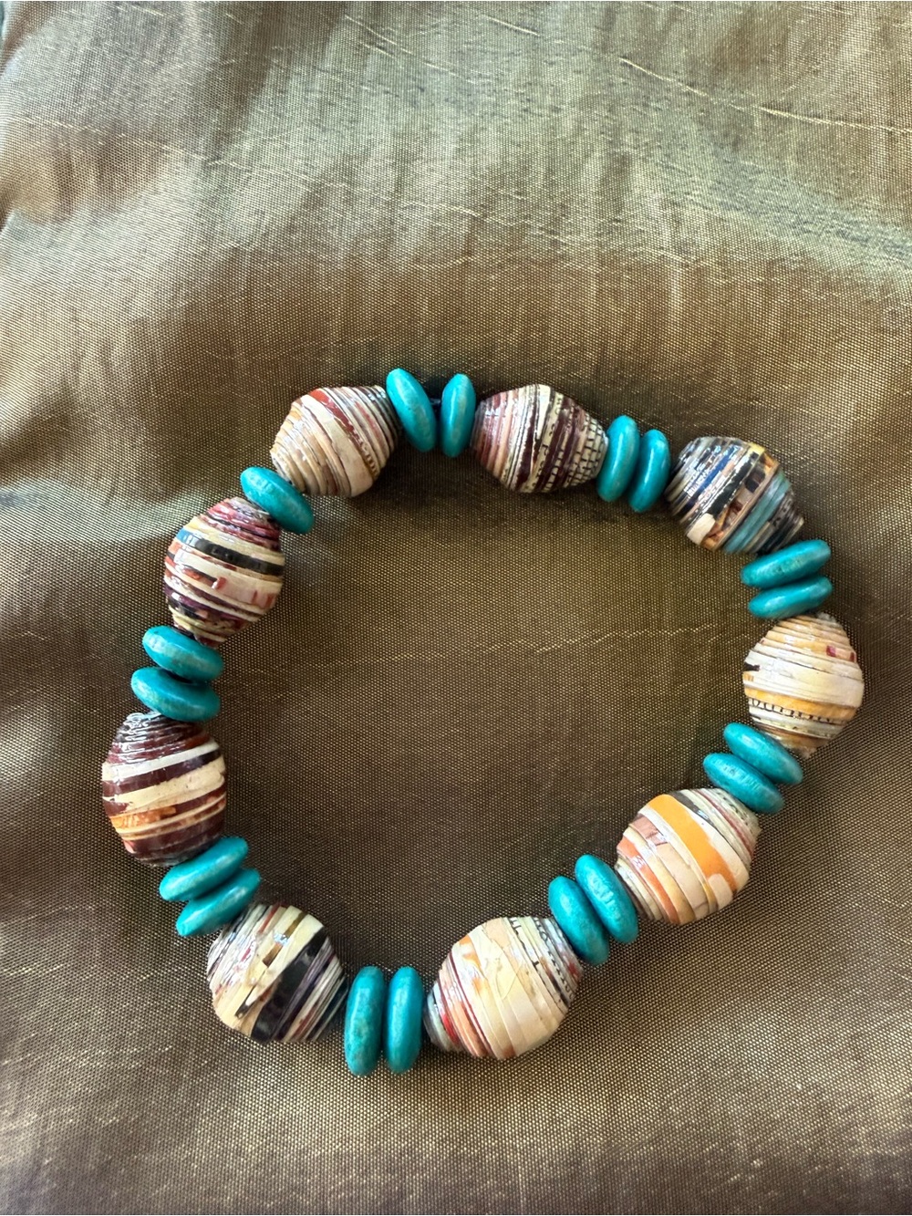 Turquoise & Multicolor Beaded Stretch Bracelet - Women Jewelry